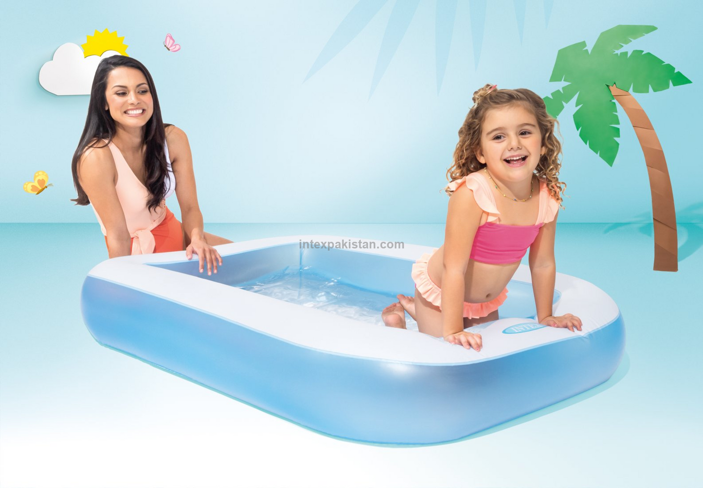 INTEX 65" x 39" x 11" Rectangular Inflatable Kiddie Pool Blue
